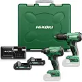 HiKOKI KC18DA WAZ, batteridrevet kombidrill, batteridrevet skrutrekker, svart, grønn, L-formet, 3200 rpm, 50 Nm, 350 rpm