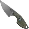 MKM Knives Mikro 1 - Stonewashed - Canvas Micarta nakkekniv, grønn