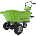 Greenworks G40GC, Motorisert trillebår, 3 hjul, Solide hjul, Sort, Grønn, 100 kg, 550 mm - SOLO