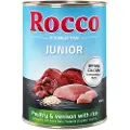 Rocco Økonomipakke Rocco Junior 24 x 400 g - Fjærkre & vilt med ris + kalsium