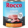 Rocco Økonomipakke Rocco Junior 24 x 800 g - Kyllinghjerter & ris med kalsium