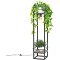 QAZQA Industriell gulvlampe sort med tre - Cage Rack