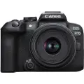 Canon EOS R10 - Digitalkamera - speilløst - 24.2 MP - APS-C - 4K / 60 fps - 2.5optisk x-zoom RF-S 18-45 mm F4.5-6.3 IS STM linse - Wi-Fi, Bluetooth - svart