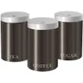 Berlinger Haus BH/1348, Te+Kaffe+Sukker beholdere i sett, Rustfritt stål, Grå, Flip-top lokk, Rund, 178 mm