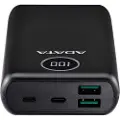 ADATA P20000QCD - Strømbank - 20000 mAh - 74 Wh - 18 watt - PD 3.0, QC 3.0 - 4 utgangskontakter (USB, 24 pin USB-C) - på kabel: USB-C - svart