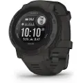 Garmin Instinct 2 Solar - 45 mm - grafitt - sportsur med bånd - silikon - håndleddstørrelse: 135-230 mm - monokrom - 32 MB - Bluetooth, ANT+ - 53 g