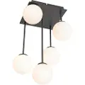 QAZQA Moderne taklampe sort med opalglass 5-lys - Athen