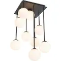 QAZQA Moderne taklampe sort med opalglass 9-lys - Athen
