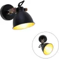 QAZQA Industriell vegglampe sort med gull justerbar - Liko