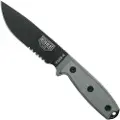 ESEE Model 4, 440C, serrated, black/black, black plastic sheath, nylon sheath