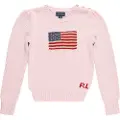 Ralph Lauren for girl. 312668609003 Cotton jumper with pink flag (6años=117/123cm), Casual, children's fashion