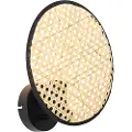 QAZQA Rustikk vegglampe svart med rotting 25 cm - Kata