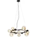QAZQA Art Deco-pendellampe svart med ravglass 12-lys - David