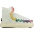 Mou for woman. MU.FW411007B Leather ankle boots Eskimo sneaker bold rainbow stitching beige, multicolor (38), more than 10 cm, None, Casual