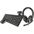 Trust Qoby 4-in-1 Home Office Set - Sett med tastatur, mus, hodetelefon og nettkamera - trådløs - Nordisk