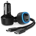Alogic Rapid - Bilstrømadapter - 57 watt - Fast Charge - 2 utgangskontakter (USB, 24 pin USB-C)