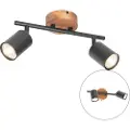 QAZQA Industriell spotlight svart med tre vippebar 2-lys - Jeana
