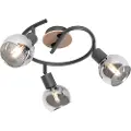 QAZQA Taklampe Svart 44,5 cm med Røykglass og Tre 3-lys - Vidro
