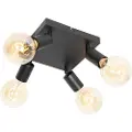 QAZQA Moderne spotlight svart firkantet 4-lys - Facil