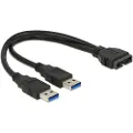 DeLOCK - Intern-til-ekstern USB-kabel - 19-pins USB 3.0-plugg (hann) til USB-type A (hann) - 25 cm - svart