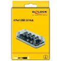 DeLOCK External USB 3.0 Hub with 4 Ports - Hub - 4 x SuperSpeed USB 3.0 - stasjonær