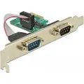 DeLOCK PCI Card > 2 x Serial RS-232 - Seriell adapter - PCIe 1.1 - RS-232 x 2 - grønn
