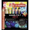 Stabilo woody 3 in 1 ARTY, Flerfarget, 6 stykker
