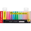 Stabilo Overstregningspenne Stabilo Boss Original med 15 stk. ass. farver - inkl. deskset