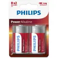 Philips LR20P2B/05, Engangsbatteri, D, Alkalinsk, 1,5 V, 2 stykker, 5 år