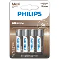 Philips LR6A4B/10, Engangsbatteri, AA, Alkalinsk, 1,5 V, 4 stykker, 5 år
