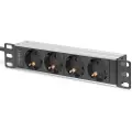 Digitus - Flerkoplingslist (kan monteres i rack) - AC 250 V - 4000 watt - inngang: CEE 7/4 - utgangskontakter: 4 (4 x strøm) - 1U - 10 - 2 m kabel