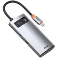 Baseus Metal Gleam Series 4-in-1 USB-C Hub, Universell, USB, USB Type-C, Sølv