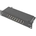 Digitus - Koblingspanel - rackmonterbar - CAT 6a - STP - RJ-45 X 8 - svart, RAL 9005 - 1U - 10