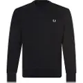 Fred perry for man. M7535 Navy crew neck sweatshirt (S), Casual, Cotton