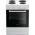 Beko FSE66000GW, Frittstående komfyr, Hvit, Rotasjon, Hvit, Front, 4 zone(s)
