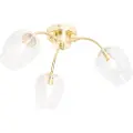 QAZQA Klassisk taklampe gull med glass 3-lys - Elien