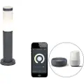 QAZQA Smart utelampe stolpe antrasitt 45 cm inkl. Wifi P45 - Rox