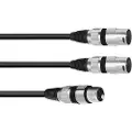 Omnitronic 30225206, XLR (3-pin), Hunkjønn, 2 x XLR (3-pin), Hankjønn, 3 m, Sort