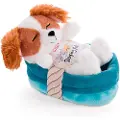 Nici 47890 Sovende Cocker Spaniel Plysj 12 cm i en blå-turkis kurv