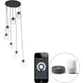 QAZQA Smart pendellampe sort 7-lys inkl. Wifi ST64 - Pallon