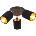 QAZQA Moderne spotlight sort med gull innside 3-lys - Lofty