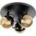 QAZQA Industriell spotlight sort med messing 3-lys - Haicha