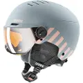 Uvex Rocket JR Visor, Skihjelm med visir, Junior, Rhino/Blush Mat