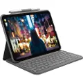 Logitech Slim Folio - Tastatur og folioveske - trådløs - Bluetooth LE - QWERTY - Nordisk (dansk/finsk/norsk/svensk) - Oxford-grå - for Apple 10.9-inch iPad (10. generasjon)