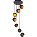 QAZQA Hengende lampe svart med gull innside 7-lys - Crooked Cluster