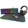 Deltaco GAMING GAM-084 - 4-in-1 Gaming Gear Kit - sett med tastatur, mus, hodetelefon og musepute - bakgrunnsbelyst - USB - Storbritannia - svart