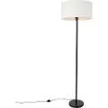 QAZQA Gulvlampe sort med skjerm hvit 50 cm - Simplo
