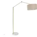 QAZQA Gulvlampe gull med lysbrun skjerm 50 cm justerbar - Editor