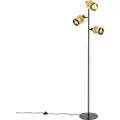 QAZQA Industriell gulvlampe svart med gull 3-lys - Kayden