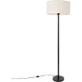 QAZQA Gulvlampe sort med lysegrå skjerm 50 cm - Simplo